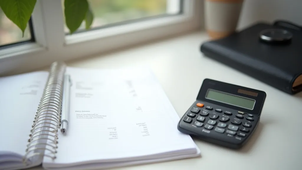 Notebook s tabulkou cen a kalkulačkou, finanční plánování tvůrce