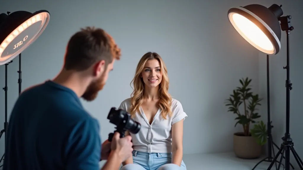 LED osvětlovací souprava v studiu